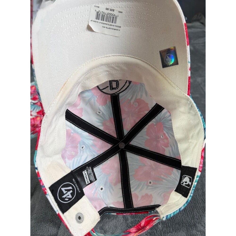 Brooklyn Nets 47 Brand Floral Sharon Women’s Clean Up Hat Adjustable NWT NBA Cap - Picture 7 of 8